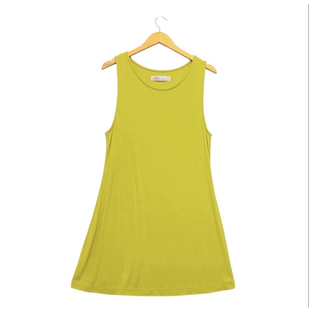 Free People Beach XL Sleeveless Mini Tank Dress Chartreuse Casual Beach Summer